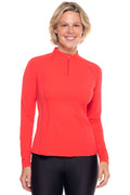 Women's Freestyle Long Sleeve Quarter Zip Rash Guard | Poppy Red