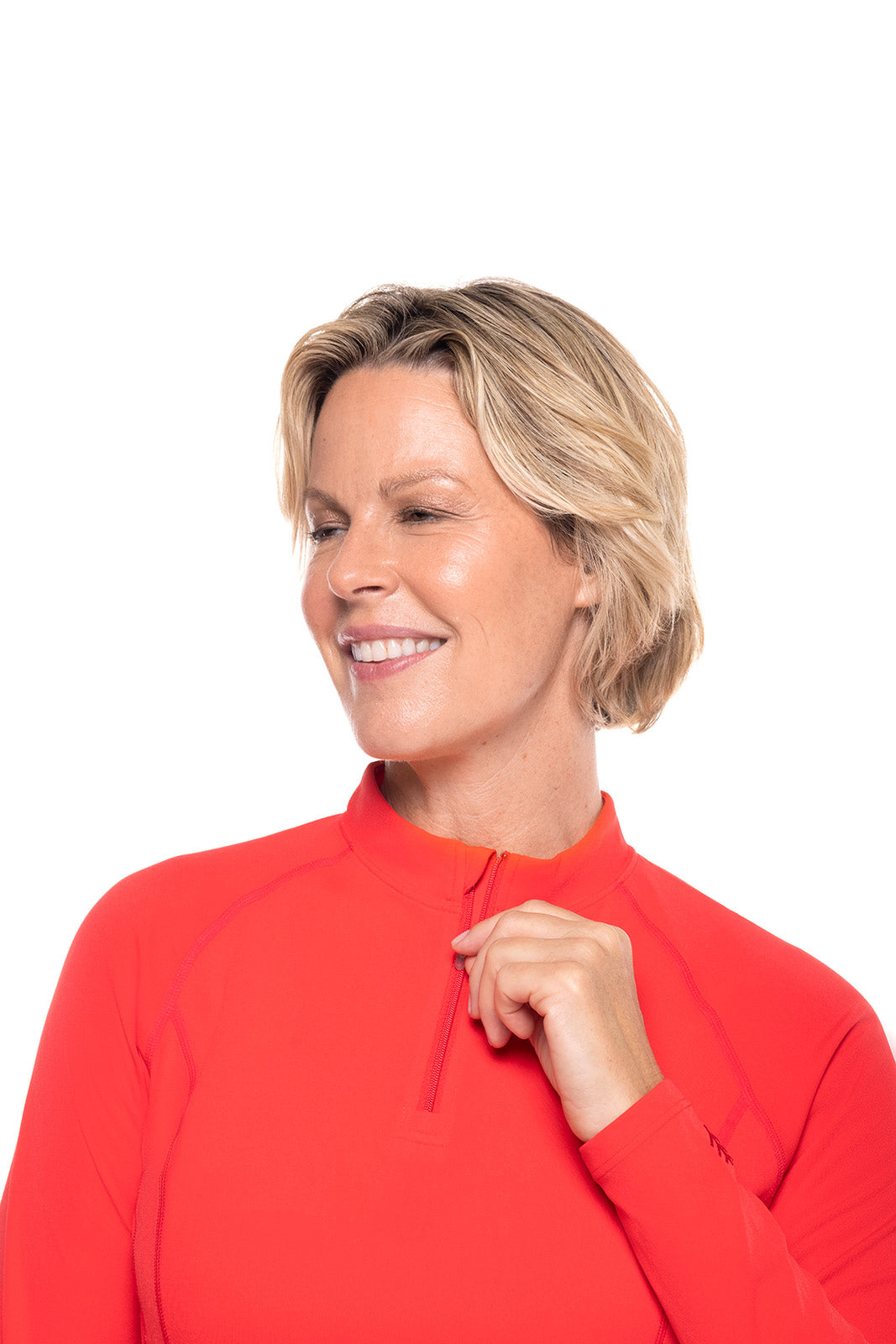 Women's Freestyle Long Sleeve Quarter Zip Rash Guard | Poppy Red