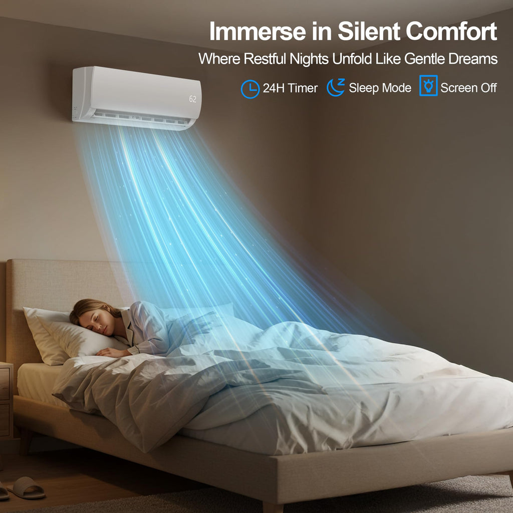 Mountman 9000 BTU Mini Split AC/Heating System,19 SEER2 110/120V Energy Efficient Ductless Inverter System,Cools Up to 450 Sq.Ft with Pre-Charged Condenser,Heat Pump & Installation Kits