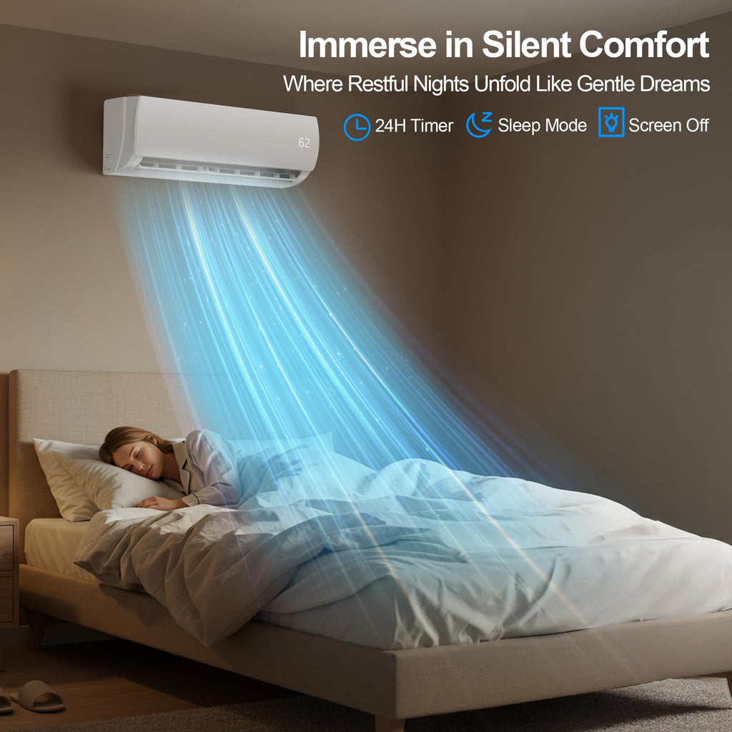 Mountman 9000 BTU Mini Split AC/Heating System,19 SEER2 110/120V Energy Efficient Ductless Inverter System,Cools Up to 450 Sq.Ft with Pre-Charged Condenser,Heat Pump & Installation Kits