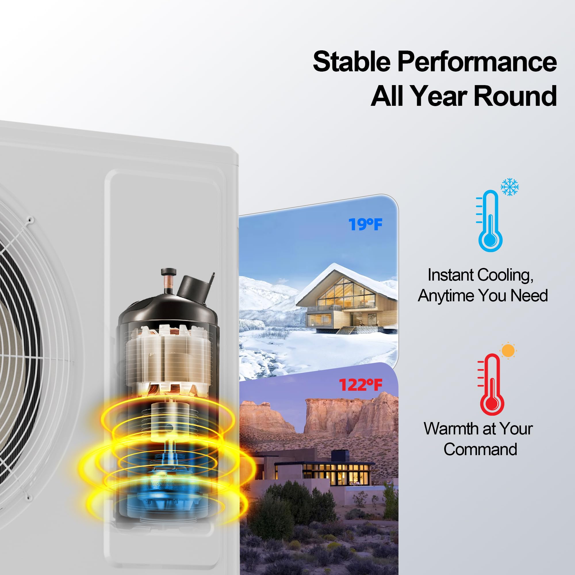 Mountman 9000 BTU Mini Split AC/Heating System,19 SEER2 110/120V Energy Efficient Ductless Inverter System,Cools Up to 450 Sq.Ft with Pre-Charged Condenser,Heat Pump & Installation Kits