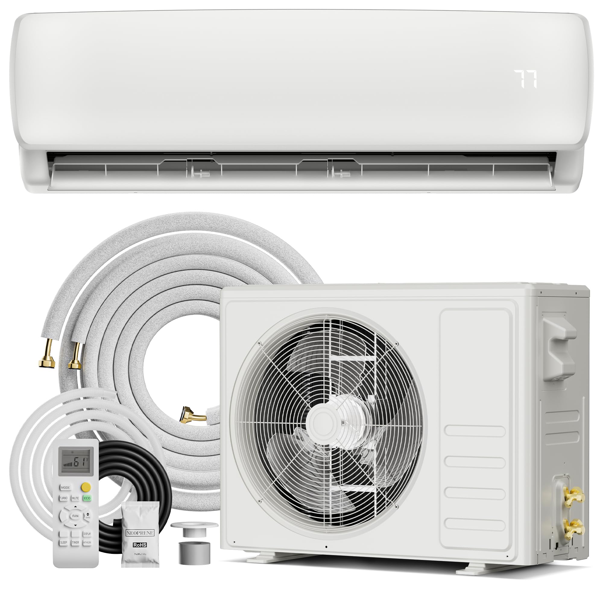 Mountman 9000 BTU Mini Split AC/Heating System,19 SEER2 110/120V Energy Efficient Ductless Inverter System,Cools Up to 450 Sq.Ft with Pre-Charged Condenser,Heat Pump & Installation Kits