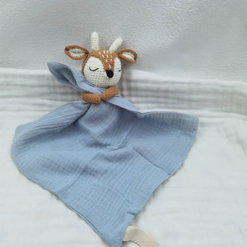 Baby Bib with Sleeping Animals Rattle