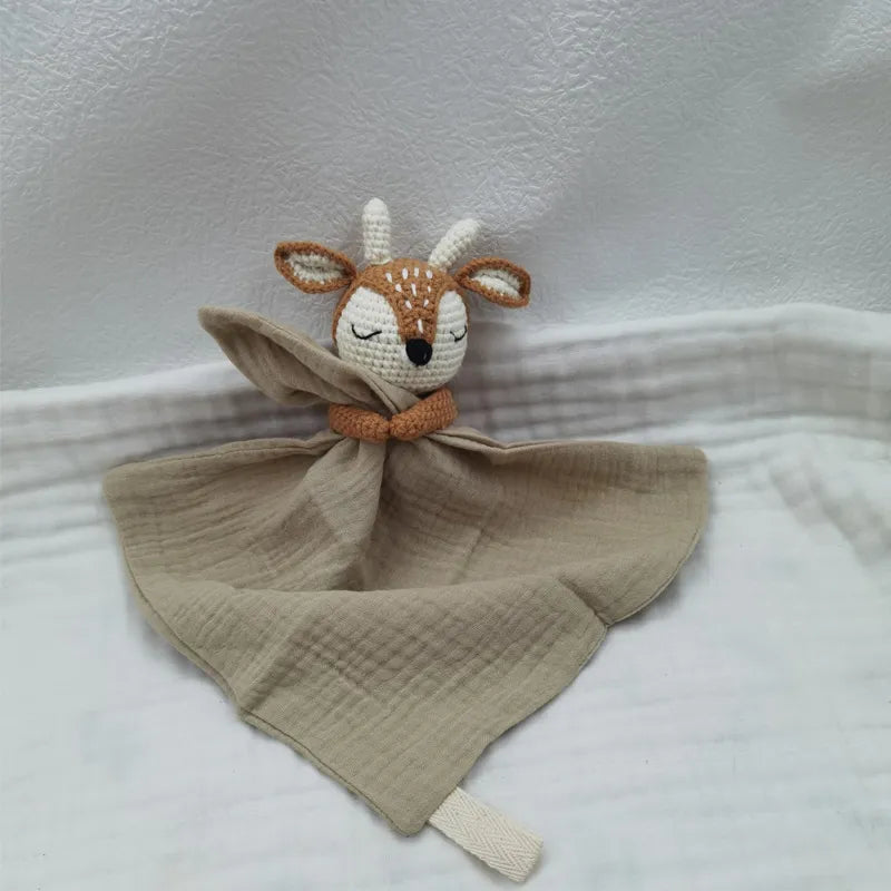 Baby Bib with Sleeping Animals Rattle